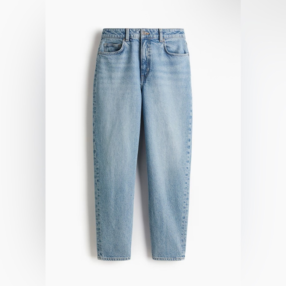 H&M Classic Blue Denim Jeans Straight Leg Light wash Light Tapered High Wasted - Picture 2 of 10